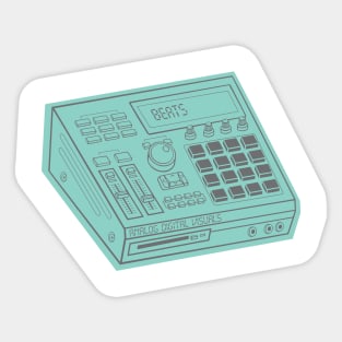 Beat Maker (Dark Silver Lines + Middle Blue Green Drop Shadow) Analog / Music Sticker